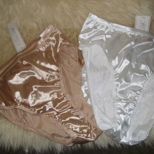 2 Pair Rene Rofe Sz 10 Panty Beige & white Hi Cut